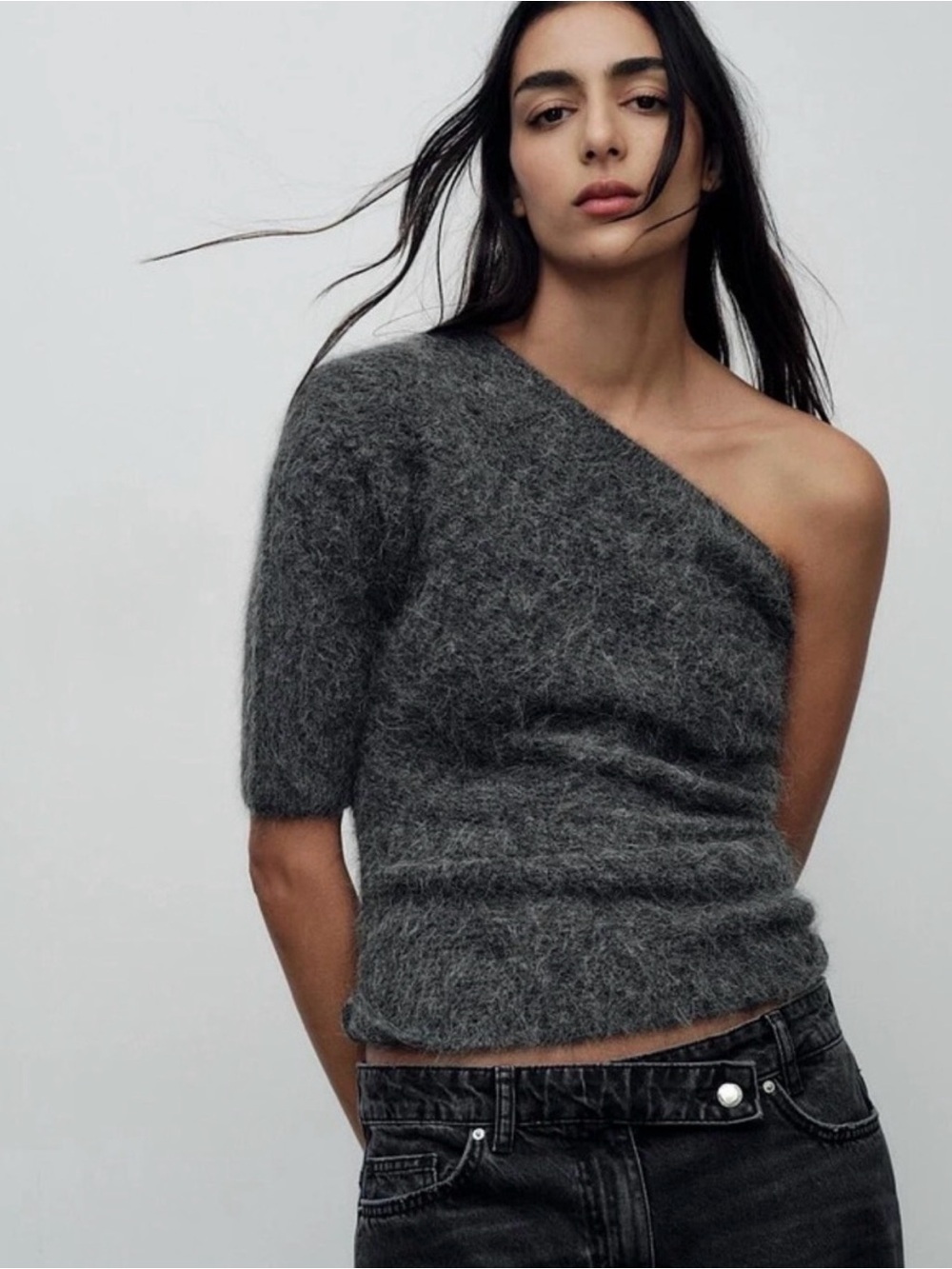 NWT ZARA Grey Alpaca Rich Asymmetric sweater